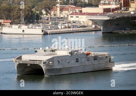 T-EPF-9 USNS City of Bismarck Spearhead Class Military Sealift Command Ship of United States Navy at San Diego Naval Base Oktober 2019 Stockfoto