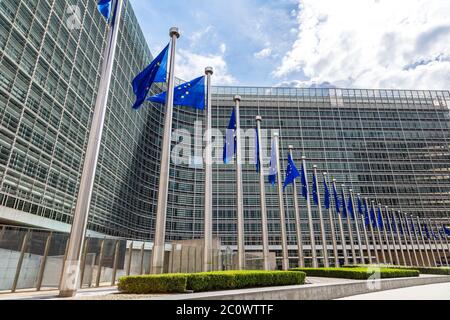 Europäische Flaggen in Brüssel Stockfoto