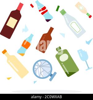 Glasmüll für die Sortierung Vektor flach isoliert Stock Vektor