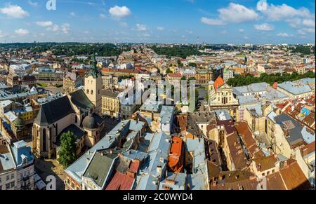 Lviv aus der Vogelperspektive Stockfoto