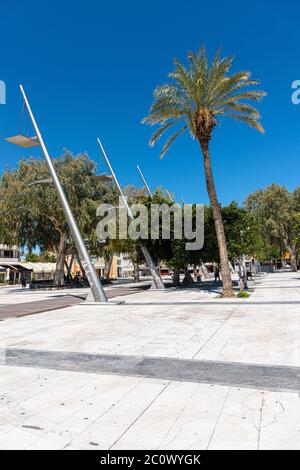 Berühmter Platz der Freiheit, Heraklion historisches Zentrum, beliebter Shopping Outlet Point. Einkaufszentrum Heraklion mit Modegeschäften für Designer. Tra Stockfoto