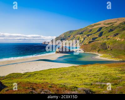 Bixby Creek Bridge, Highway 1 und Big Sur Coast California. Bixby Canyon Bridge in Kalifornien und Big Sur eine der schönsten Küsten der Welt Stockfoto