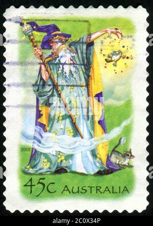 AUSTRALIEN - UM 2002: Briefmarke gedruckt von Australien, zeigt Wizard, um 2002 Stockfoto