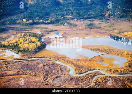 Flüsse und Süßwasser, die aus dem Abfluss der Gletscher im Kluane National Park and Reserve stammen. Stockfoto