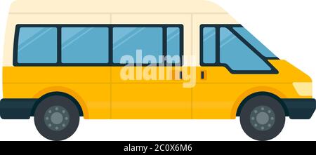 Minibus für Passagiere mit Gepäck Vektor-Symbol flach isoliert Stock Vektor