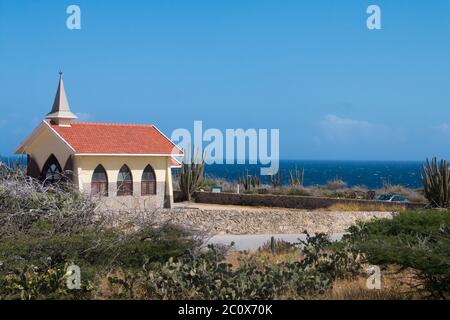 Alto Vista Chapel an einem sonnigen Tag, Aruba Stockfoto