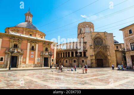 Platz der Heiligen Maria in Valencia Stockfoto