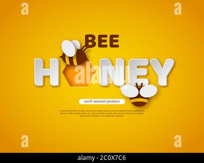 Bienenhonig typografisches Design. Stock Vektor
