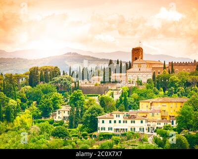 Basilica San Miniato al Monte in Florenz, Toskana, Italien. Stockfoto