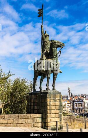 Statue von Vimara Peres in Porto Stockfoto