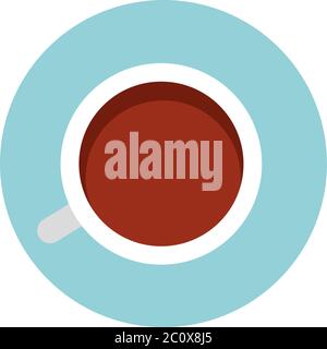 Schwarzer Tee in Tasse mit Untertasse Vektor-Symbol flach isoliert Stock Vektor