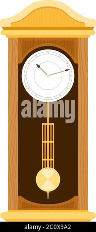 Großvater hölzerne Uhr Vektor-Symbol flach isoliert Stock Vektor