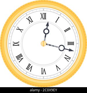 Uhr mit römischen Ziffern Vektor-Symbol flach isoliert Stock Vektor