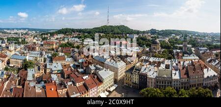 Lviv aus der Vogelperspektive Stockfoto