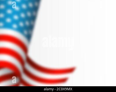 Wehende Flagge der USA mit Unschärfe-Effekt. Weißer Hintergrund, Vektorgrafik. Stock Vektor