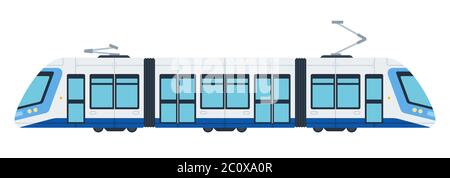 Flaches Design städtischen, Stadt elektrische Straßenbahn Vektor-Symbol. Stock Vektor