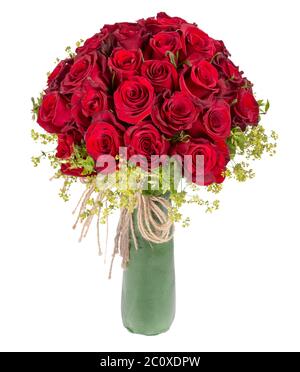 Roter Rosenstrauß auf weißem Hintergrund Stockfoto