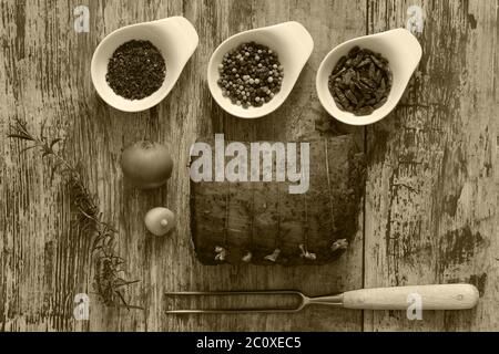 Gefüllter Schweinebauch Stockfoto