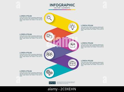 Infografik Element Design Vorlage für Präsentation, Diagramm, Workflow, Geschäftsbericht. Informationen zur Geschäftsdatenvisualisierung Verbindung zur Zeitleiste Stock Vektor