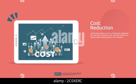 Pfeil Erhöhung für Kostenreduktionskonzept . Business Management bei verlorenen Krise und bankrott Situation. Finanzausgaben und Gewinnverbesserung Stock Vektor