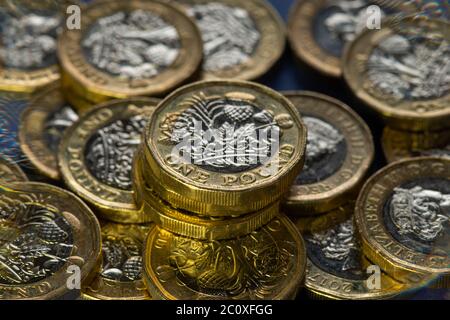 Britische Pfund (GBP) Münzen Stockfoto