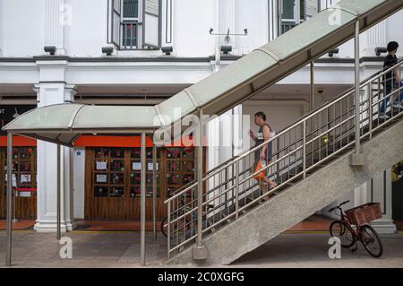 Straßenszene. Nankin Street. Singapur. Stockfoto