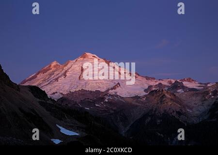 WA16706-00...WASHINGTON - die farben der Morgenröte erwärmen Mount Baker in der Mount Baker Wildnis Bereich von Mount Baker - Snqualmie National Forest. Stockfoto