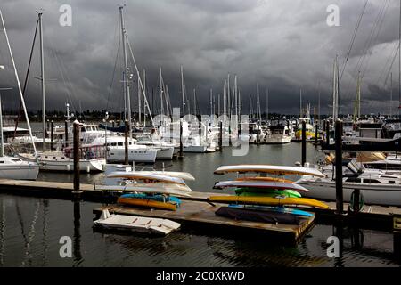 WA16726-00...WASHINGTON - stürmischer Tag im Drayton Hafen in der Nähe des Semiahmoo Resorts und der Stadt Blaine an der kanadischen Grenze. Stockfoto