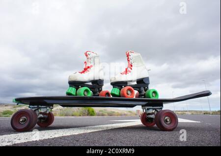 Alte Vintage weiße Skate Boot Stockfoto