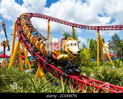 ORLANDO, FLORIDA – 1. Juli 2018 – Slinky Dog Dash in Toy Story Land in Hollywood Studios, Walt Disney World, Eröffnung am 30. Juni 2018. Stockfoto