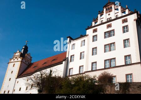 Schloss Colditz in Sachsen beherbergte während des Zweiten Weltkriegs ein bemerkenswertes deutsches Kriegsgefangenenlager für gefangene feindliche Offiziere Viele versuchten zu entkommen. Stockfoto