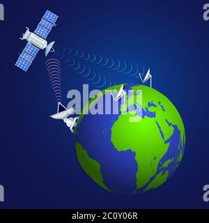 Abbildung des Konzepts für Satellitenübertragung Stockfoto