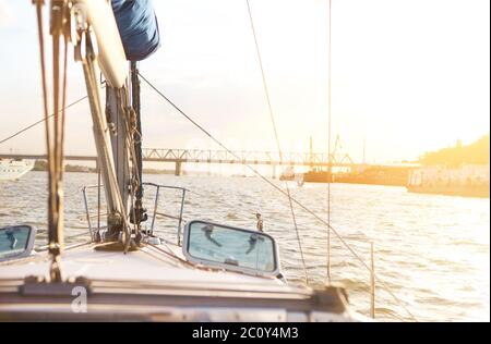 Segelboot detaillierte Teile. Yachting-Konzept Stockfoto