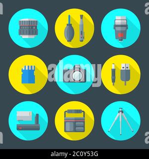 vektor verschiedene Fotografie Waren Symbole Stockfoto