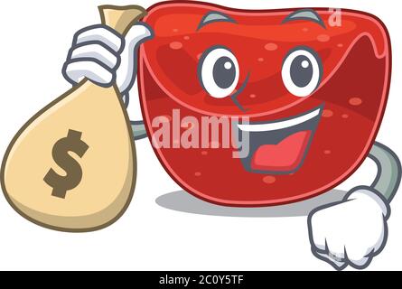 Verrückte reiche Hackbraten Maskottchen Design mit Geldbeutel Stock Vektor