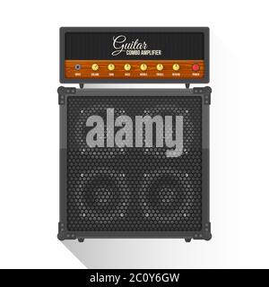 vektor flache Stil E-Gitarre Combo Verstärker Schrank Illustration Symbol Stockfoto