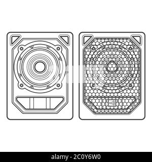 Professionelle Konzerttour Array Subwoofer Lautsprecher dunkle Kontur Illustration Stockfoto