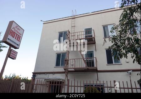 Los Angeles, Kalifornien, USA 12. Juni 2020 EINE allgemeine Sicht der Atmosphäre der letzten Residenz von Elizabeth Short, aka die Black Dahlia an 1738 N. Las Palmas Avenue am 12. Juni 2020 in Los Angeles, Kalifornien, USA. Foto von Barry King/Alamy Stockfoto Stockfoto