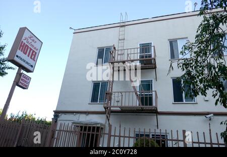 Los Angeles, Kalifornien, USA 12. Juni 2020 EINE allgemeine Sicht der Atmosphäre der letzten Residenz von Elizabeth Short, aka The Black Dahlia in Las Palmas Hotel an 1738 N. Las Palmas Avenue am 12. Juni 2020 in Los Angeles, Kalifornien, USA. Foto von Barry King/Alamy Stockfoto Stockfoto