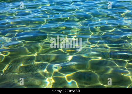 Glänzende blaue Wasser plätschern Hintergrund Stockfoto