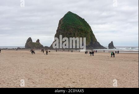 Der Haystack Rock in Cannon Beach, Oregon Stockfoto