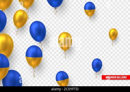 Luftballons in der traditionellen Farbe der ukrainischen Flagge. Stock Vektor