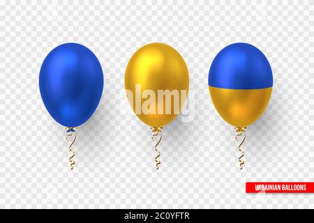 Luftballons in der traditionellen Farbe der ukrainischen Flagge. Stock Vektor