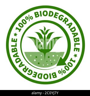 Ein 100 % biologisch abbaubares Produktlabel. Stock Vektor
