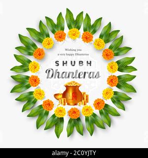 Shubh Dhanteras Urlaub Zusammensetzung. Stock Vektor