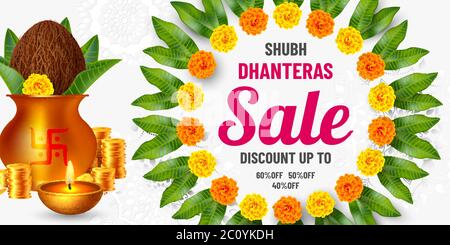 Shubh Dhanteras Verkauf Zusammensetzung. Stock Vektor