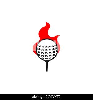 Golf Ball Flamme Vektor Design Vorlage Illustration Stock Vektor