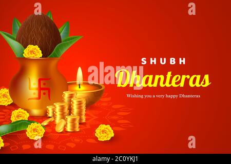 Shubh Dhanteras Urlaub Zusammensetzung. Stock Vektor