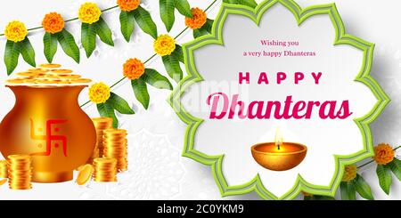 Shubh Dhanteras Urlaub Zusammensetzung. Stock Vektor