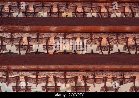 Close Up von roten alten Vintage Metall lackiert Rost Stockfoto